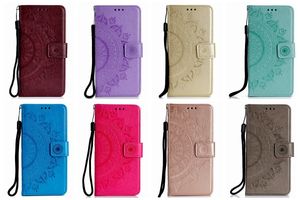 Étuis de téléphone portable Mentions légales Datura Flower Cuir Wallet Cases pour iPhone 15 Plus 14 Pro Max 13 12 11 XR XS MAX X 8 7 6 Iphone15 Totem en relief Lace Card Slot Mandala Flip Cover