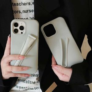 Cas de téléphones portables Ins Hot Creative Gloss Lipstick Portable 3D Silicone iPhone Téléphone Fashionable Hailey Le même style Dirt Dirt Resident Phone Case J240509