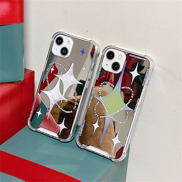 Cajas de teléfonos celulares INS coreano lindo gradiente estrellas espejo caso para iPhone 14 13 12 11 Pro XS Max X XR 7 8 Plus SE cubierta trasera suave a prueba de golpes 231021