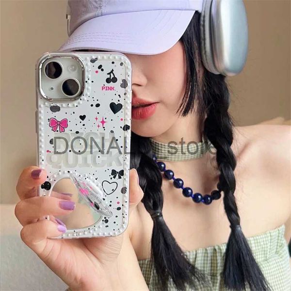 Casos de teléfonos celulares Ins Rich Rich Letter Splash Ink Case para iPhone 14 13 12 11 Pro Max Linte Love Heart Mirror Silicone Shock Protes Soft Cover J240118