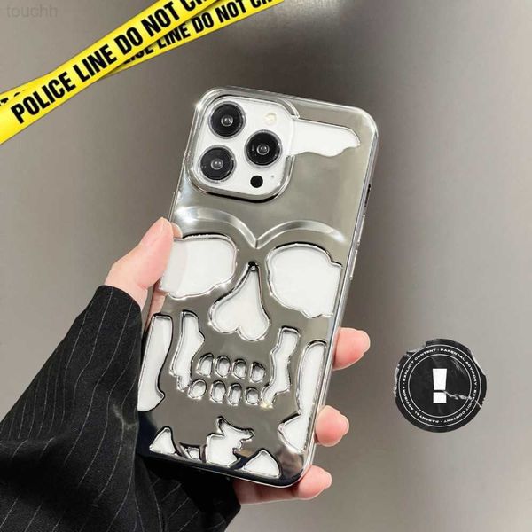 Estuches para teléfonos celulares Ins So Cool Skull Plating Phone Case para iPhone 14 13 12 Pro Max Plus + 11 Soft Back Cover L230731