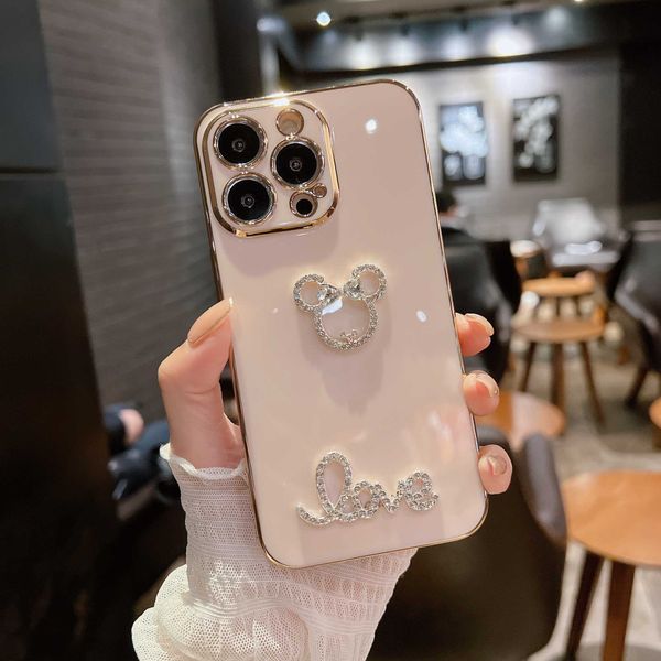 Cas de téléphone portable Ins Diamant étincelant Placage Bling Coque en silicone souple pour iPhone 14 11 12 13 Pro 7 8 Plus X XS XR MAX SE MiNi Cute Cover J230421