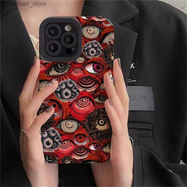 Étuis de téléphone portable INS Spooky Scary Red Eye Silicone Phone Case pour iPhone 13 11 14 15 Pro Max 12 Mini SE 7 8 Plus X XS XR Couverture souple antichocY240325