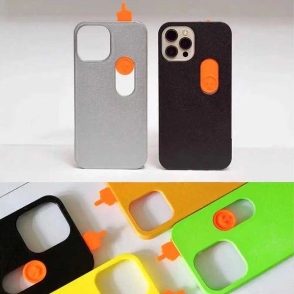 Cas de téléphones portables Étui de téléphone au majeur coulissant avec une poche de carte coulissante en silicone anti-goutte pour l'iPhone 15 Série 3D Case de téléphone H9D2 J240509