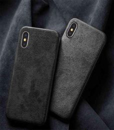 Cas de téléphone portable Étui alcantara italien pour iPhone 11 Pro Max 12 14 13 Mini SE3 6 7 8 Plus Étui en cuir en daim pour iPhone XS Max XR4445681