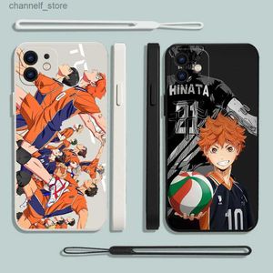 Cas de téléphone portable Japon Anime Volleyball Boy Haikyuu Case de téléphone pour iPhone 15 14 13 12 11 Pro Max XR XSMAX SE 8 Plus Soft Liquid Silicone Covery240325