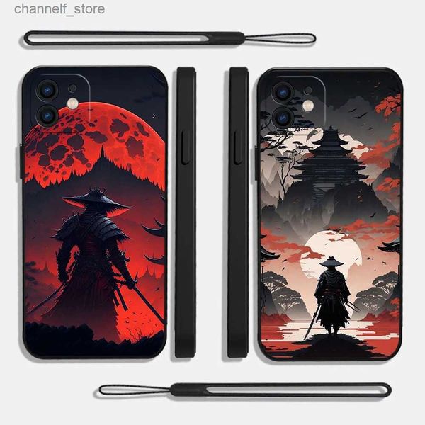 Cas de téléphone portable Japon Samurai Red Sun Tree Téléphone Téléphone pour Huawei P50 P40 P30 P20 Nova 10se 9 9se Mate 40 30 20 Pro Lite P Smart 2021 Y7A Covery240325