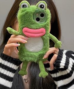 Étuis de téléphone portable Japon si mignon 3D peluche saucisse-bouche grenouille étui de téléphone pour iphone 15 Pro Max 11 12 13 14Pro drôle moelleux main plus chaude couverture de dessin animé 231021