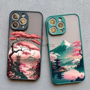 Mobiele telefoon gevallen Japanse esthetische berg Fuji landschap kaart case voor iPhone 7 8 plus 14 13 12 11 15 Pro Max Mini XR XS X schokbestendige cover 2442