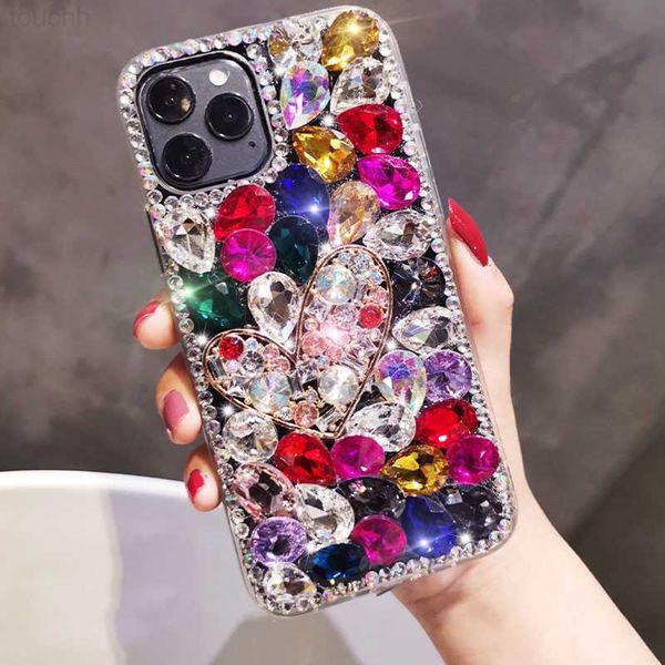 Cajas del teléfono celular Caja del teléfono del diamante artificial joya para Xiaomi 10T Pro 11 11x Mi Poco X3 Nfc M3 F3 X2 F2 Pro Luminous Love Cartoon Rose Pattern Cover L230731