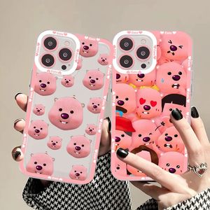 Mobiele Telefoon Gevallen Korea Cartoon P-Pororo Leuke Loopy Roze Case Voor Iphone 14 13 12 11 Pro Max xs X Xr Mini Beschermhoes 231021