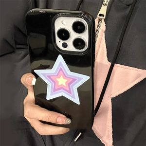 Cas de téléphone portable Corée Fashion Star Gloss Black Cool Case pour iPhone 14 13 Pro Max 11 12 Mini X XS XR 7 8 Plus SE Couverture antichoc 231021