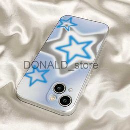 Cas de téléphone portable Corée Hazy Blue Star Phone Case Punk pour Iphone 14 13 11 12 Pro Xs Max Xr INS Style Cool Mobile Phone Case Y2k J230620