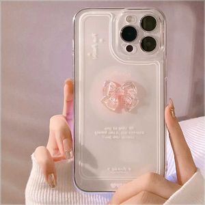 Cas de téléphone portable coréen 3D Bow Clear Soft Case pour iPhone 15 14 Pro Max 13 12 Pro 11 x xs 7 8 plus SE3 Mini Candy Couverture transparente mignonne J240418