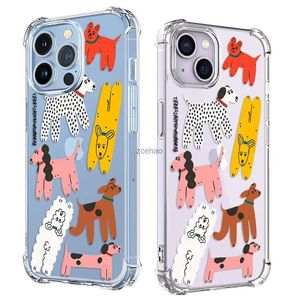 Étuis de téléphone portable Coque de téléphone de chien de couleur coréenne pour iPhone 14 13 12 11 Pro X XS XR Max 7 8 Plus SE 2020 2022 Mini antichoc souple transparent TPU CoverL240105