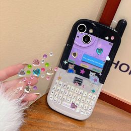 Fundas de teléfono móvil coreanas bonitas 3D móvil DIY amor pegatinas de cristal funda blanda para iphone 14 Pro Max 13 12 11 X S XR XS funda de silicona Z0617