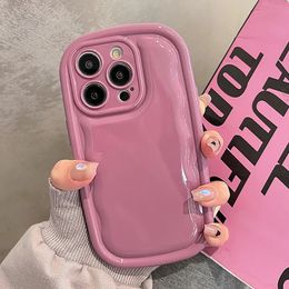 Cas de téléphone portable coréen mignon bonbons couleur ovale pour iPhone 14 13 12 11 15 Pro Max Plus coussin d'air brillant housse antichoc pare-chocs 231021