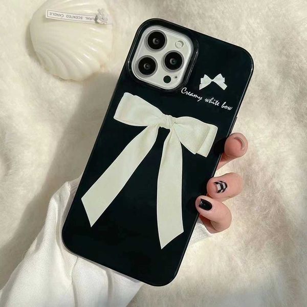 Cas de téléphone portable CORIEN MIGLE RUBBON BOW BOW SILICONE SILICONE pour iPhone 15 14 12 11 Pro Max xr 7 8 Plus Smoothroproofroping Soft Black TPU Cover J0418