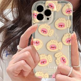 Casos de teléfonos celulares Case coreano lindo taiyaki rosa castor para iPhone 14 13 12 11 pro max encantador cartoon suave cubierta protectora a prueba de amortiguadores fondos 231021