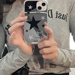 Étuis de téléphone portable Coréen mignon Y2k Star maquillage miroir étui de téléphone pour iPhone 14 13 12 11 Pro Max X XS XR brillant coréen antichoc couverture rigide souple H240326