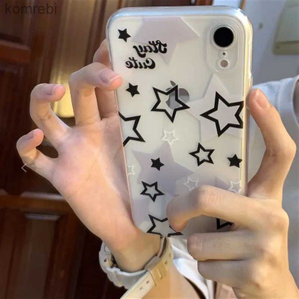 Cajas de teléfonos celulares Funda de teléfono transparente coreana linda Y2k Star para iPhone 15 14 13 12 11 Pro Max X XR 7 8Plus SE encantadora cubierta suave a prueba de golpes FundaL240110