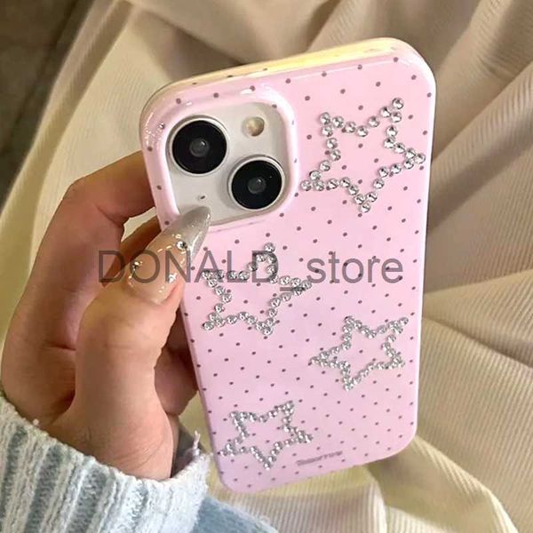 Étuis de téléphone portable Coréen Kawaii Polka Dot Star Étui de téléphone portable pour iPhone 15 14 11 12 13 Pro Max Mignon Géométrique Vintage Étui de téléphone J240118