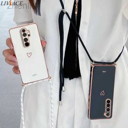 Condities voor mobiele telefoons Lanyard Riem Love Heart Pating Telefoon hoesje op voor Redmi Note 8 Pro Redminote8 Opmerking 8t Note8 Xiomi Crossbody Cover D240424