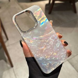 Cas de téléphone portable Laser Bling Glitter Shell Aurora Phone Case pour iPhone 13 14 15 Pro Max Fantasy Gradient Couverture antichoc pour iPhone 15 Pro MaxL240105