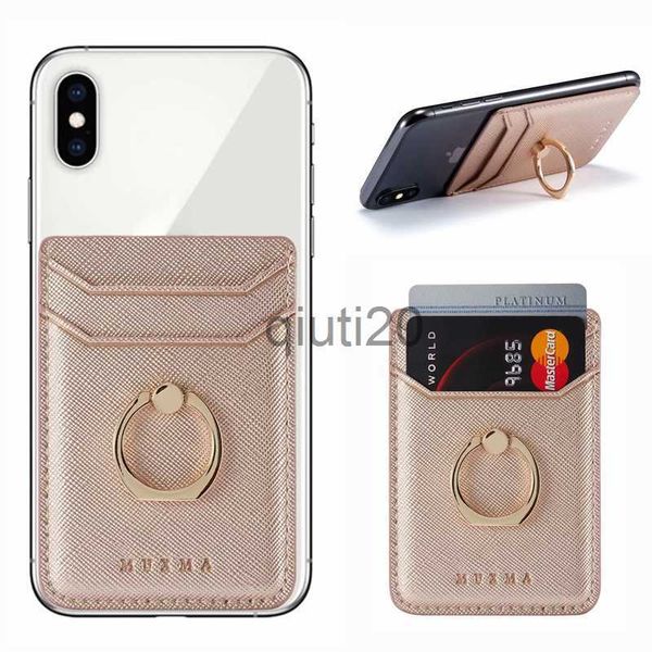 Étuis pour téléphones portables Porte-cartes en cuir Autocollant 3M Adhésifs Carte d'identité de crédit Poche arrière pour téléphone portable Étui portefeuille Autocollant Support de téléphone Suporte Celular x0807