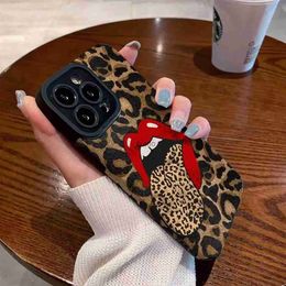 Étuis de téléphone portable Leopard Mouse Phone Case pour iPhone 14 13 Pro Max 11 12 Pro 7 8 Plus X XS Max XR Antichoc Fashion Square Soft Case Couverture arrière H240326