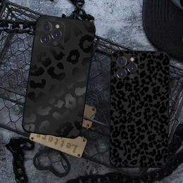 Étuis de téléphone portable Étui de téléphone noir imprimé léopard pour iPhone 14 11 12 13 Mini Pro XS Max Cover 6 7 8 Plus X XR SE 2020 Funda Shell L230731