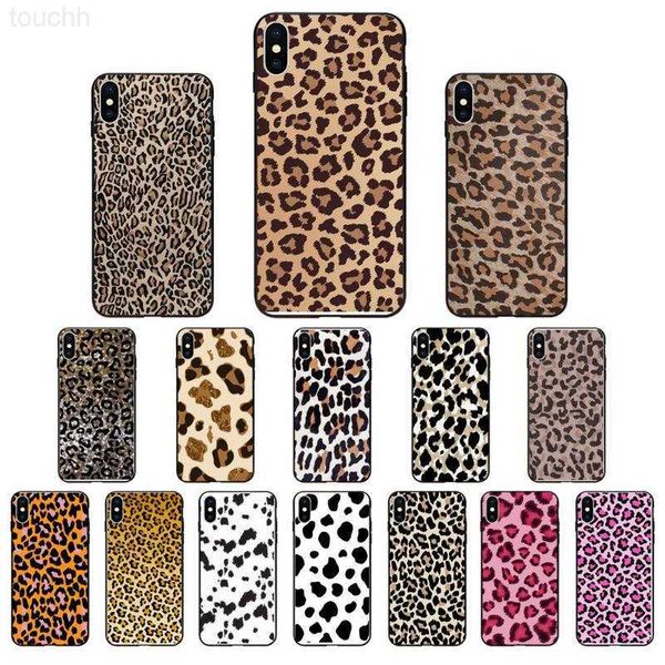 Cajas del teléfono celular Funda de teléfono con estampado de leopardo para iPhone 12 11 Pro XS MAX XR 7 8 6Plus 5 5S SE L230731