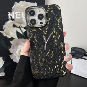 Cas de téléphone portable Lettre Phone Case Designer Snake Skin Iphone 15 Pro Max Téléphones Couverture pour iPhone 14 Pro 13 12 Promax High Grade Luxury Phonecase Diamond C56V