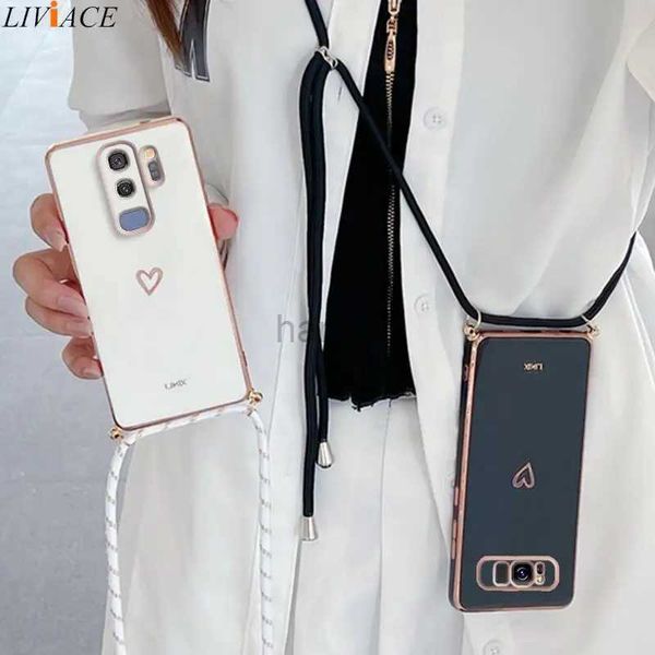 Étuis de téléphone portable Love Heart Bandbody Strap Strap pour Samsung Galaxy S9 S8 S10 Plus Note 8 9 10 Lite 20 Ultra J2 J4 J6 J7 Prime Pro Cover 2442