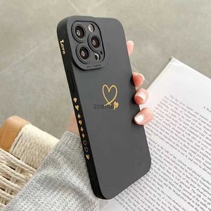 Étuis de téléphone portable Love Heart Matte Silicone Phone Case pour iPhone 11 12 13 14 15 Pro Max XS X XR 7 8 15 Plus SE 2020 Camera Lens Protection CoverL240105