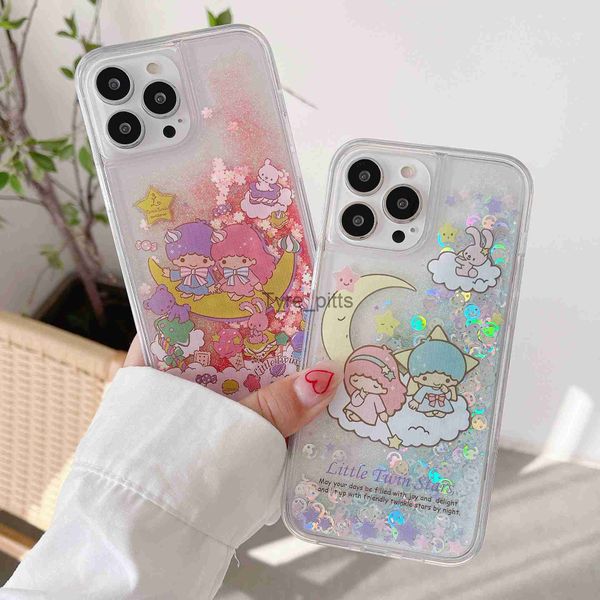 Cas de téléphone portable Beau Couple Gemini Quicksand Glitter Mobile Phone Case Pour IPhone8 7 11 12 13 14 Pro Max X XS XR Plus SE2 SE3 x0731