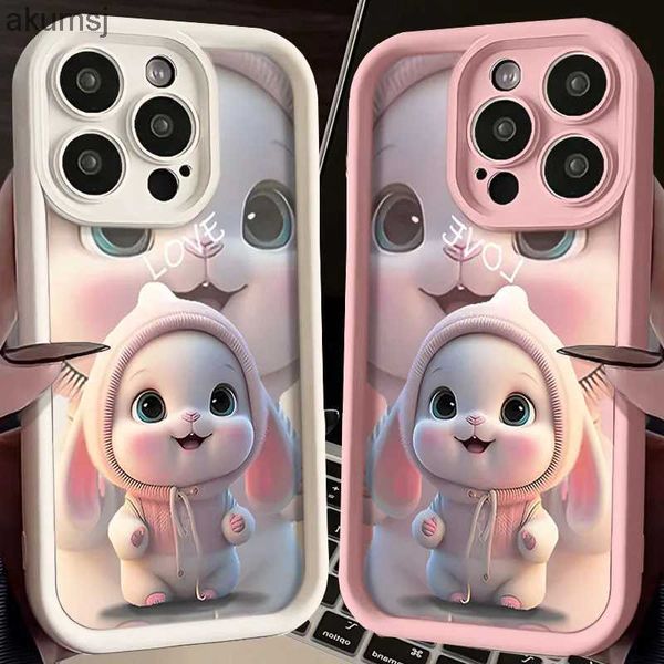 Étuis de téléphone portable Belle coque en silicone de lapin rose pour Samsung Galaxy S24 S23 Ultra S22 S21 Plus S20 FE A12 A32 A52 A52S A23 A33 A53 A14 A34 A54 YQ240221