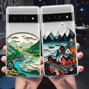 Mobiele Telefoon Gevallen Luxe 3D Patroon Landschapskunst Telefoonhoesje voor Google Pixel 8 Pro 7a 7Pro 7 6a 6 6Pro 5G Transparante Shell FundasL2402