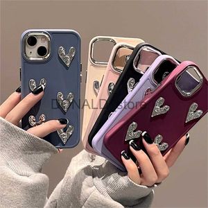 Mobiele Telefoon Gevallen Luxe 3D Sliver Gevouwen Liefde Hart Zachte Telefoon Case Voor iPhone 13 12 11 14 Pro X XR XS MAX 7 8 Plus Plating Beschermhoes Capa J231206