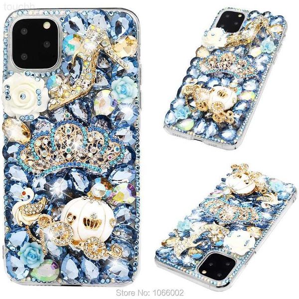 Caisses de téléphone portable Luxury Bling Crystal 3D Cas de chariot Cendrillon pour Huawei P20 P30 P40 P50 Pro Honor 20 50 Lite 8x 9x Nova 9 5T L230731