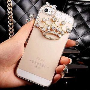 Étuis de téléphone portable Luxe Bling Crystal Diamond Crown Clear Back Strass Phone Case Cover pour iPhone 14 11 12 13 Pro Max XR XS MAX 6 6s 7 8 Plus L230731