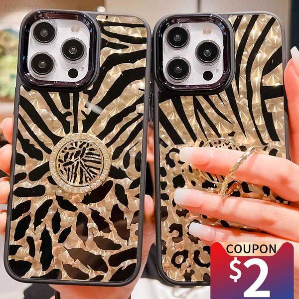 Fundas para teléfonos celulares Funda cuadrada de lujo con purpurina y plumas de leopardo para iPhone 14 13 12 11 Pro Max X XS XR 7 8 plus SE2020 Fundas Coque Capa L230731