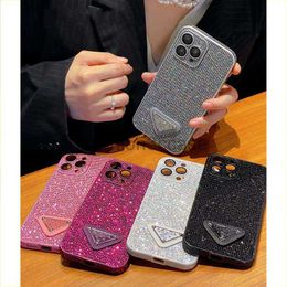 Mobiele telefoonkaten Luxe bling glitter voor iPhone 15 11 12 13 14 Plus Pro Max Designer Plating Rhinestone Diamond Soft Silicone Sexy Girly Back Cover Retail