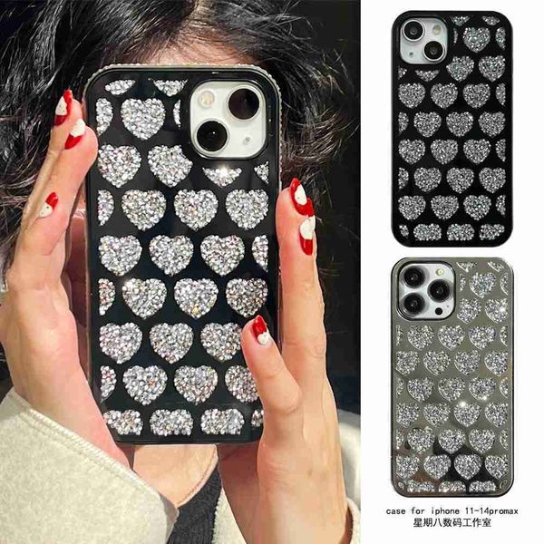 Estuches para teléfonos celulares Luxury Bling Love Side pareja de diamantes Estuche para teléfono con lentejuelas suaves para iphone 14 11 12 13 Pro Plus moda de alto grado Contraportada Coque L230731