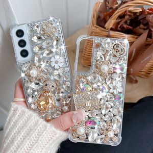 Étuis de téléphone portable étui de téléphone strass Bling de luxe pour Samsung Galaxy S22 Ultra S21 Plus S20 FE Note 20 10 Plus S10 Plus bricolage couverture de diamant Z0324