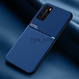 Étuis de téléphone cellulaire étui de luxe pour Huawei P20 P30 P40 Lite Mate 20 30 40 Pro couverture de téléphone portable souple en cuir de silicone voiture magnétique coque ultra mince x0731