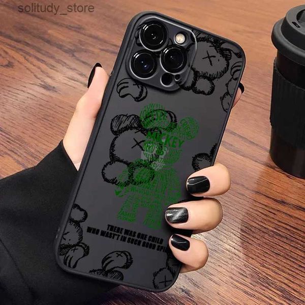 Caisses de téléphone portable Luxury Cool Mouse Bear pour iPhone 15 Ultra 14 13 12 11 MINI XS XR X 8 7 Pro Max Plus Matte Transparent Phone Case Q240408