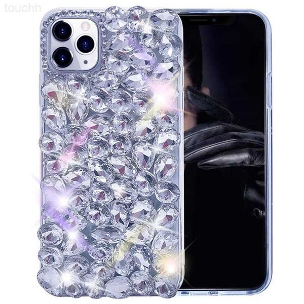 Mobiele telefoon hoesjes Luxe Crystal Diamond Bling Sparkle Glitter Case voor iPhone 14 Plus 13 11 Pro Max 12 Mini X S XR 14Pro Promax Dames Clear Cover L230731