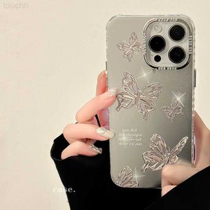 Cas de téléphone portable Luxe Glitter Cartoon Papillon Silicone Téléphone Cas Pour iPhone 14 13 12 11 Pro Max 2023 Nouveau Placage Bling Couverture L230731