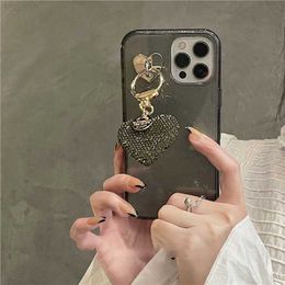 Étuis pour téléphones portables Luxe Glitter Clear 3D diamant pendentif Soft TPU Phone Case pour iphone 14 11 12 13 Pro 7 8 Plus X XS XR MAX SE MiNi Couverture Arrière L230731